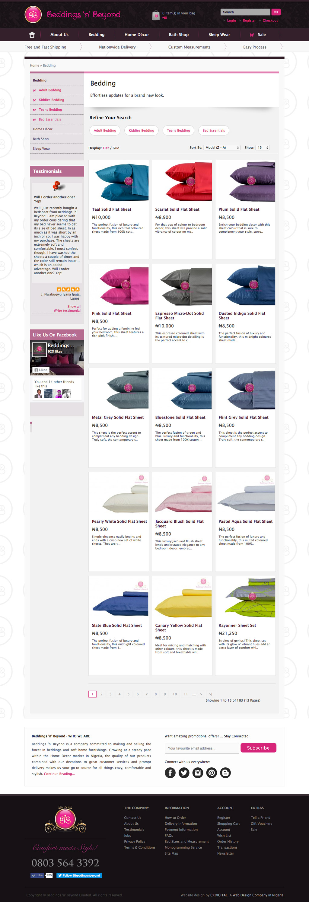 beddings-n-beyond-eCommerce-category-page-development