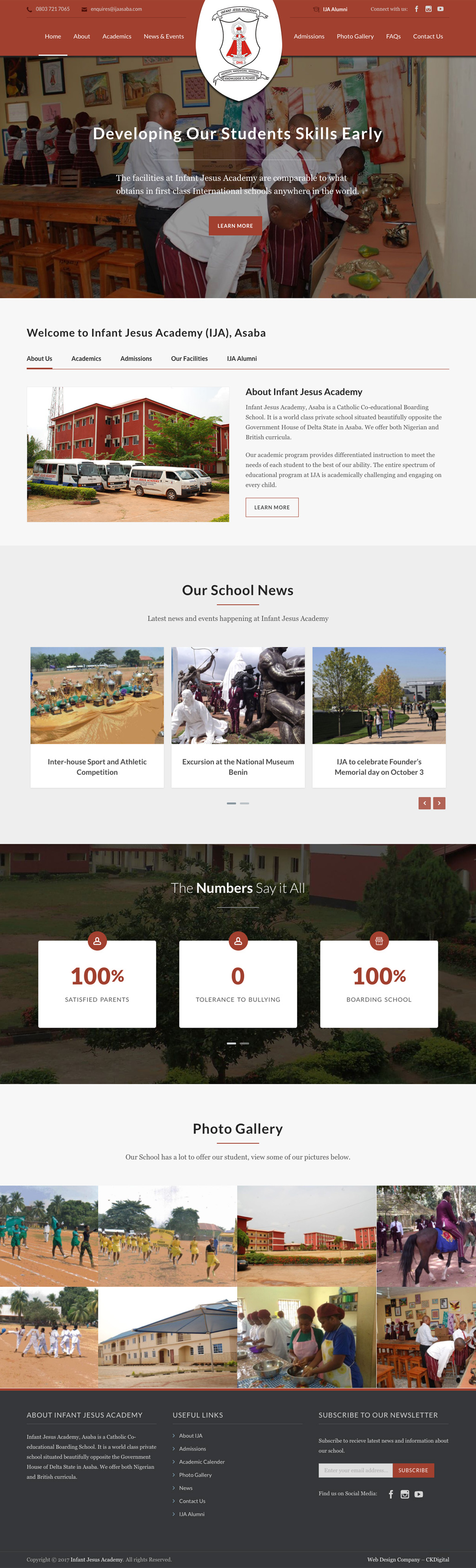 Website Design for Secondary School - Infant Jesus Academy