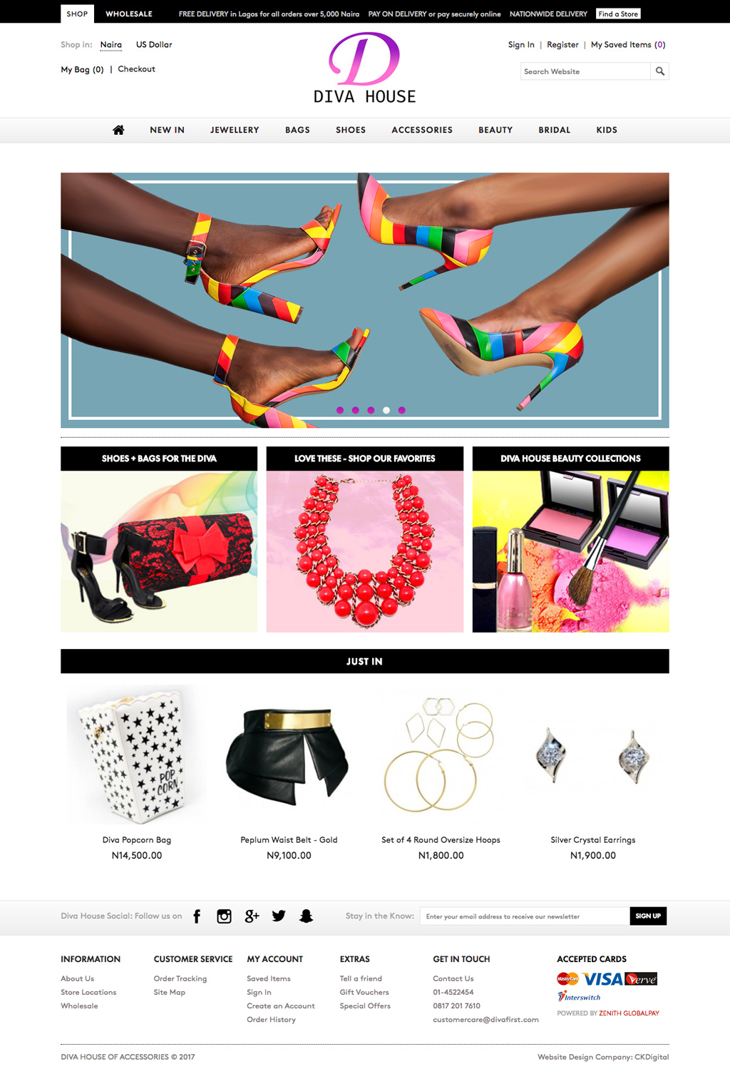 Diva House eCommerce Home Page