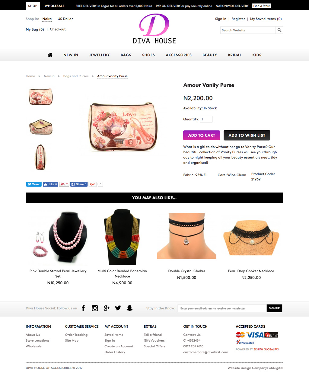 Diva House eCommerce Product Page